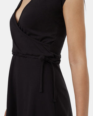 Black-Womens-Knit-Wrap-Dress