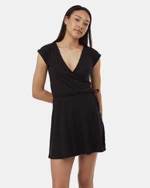 Black-Womens-Knit-Wrap-Dress