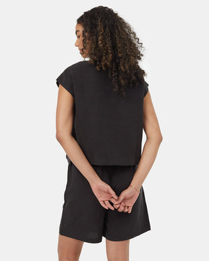 Black-Womens-Tencel-Linen-Boxy-Top