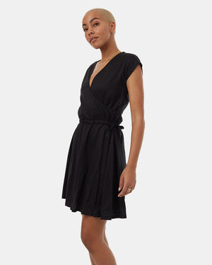 Black-Womens-Tencel-Wrap-Dress