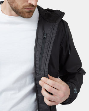 Black Men's Recycled Zip Up Rain Jacket