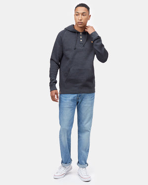 Black Organic Cotton Button Hoodie