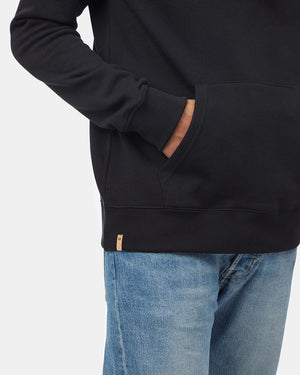 Black Organic Fleece Pullover Hoodie