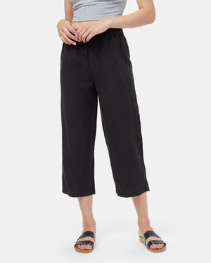 Black Women's Cropped Wide Leg Trousers