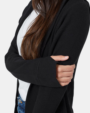 Black Women's Longsleeve Hooded Cardigan