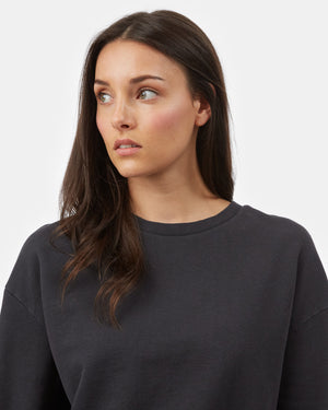 Black Women's Organic Cotton Crewneck Sweatshirt