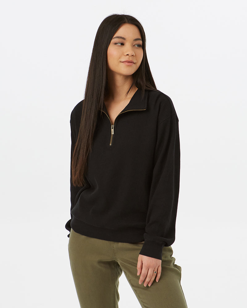 BlackWomen_sWaffleKnitHalfZipSweatshirt