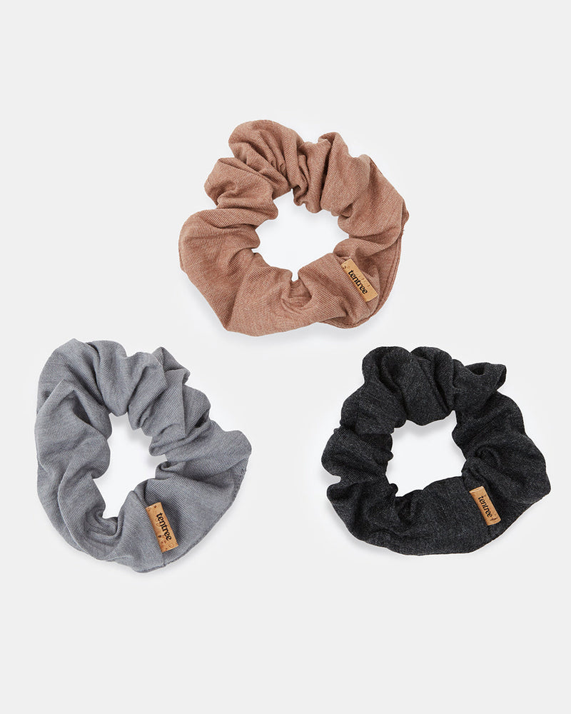 Black,Brown 3-Pack Hair Loop Scrunchies