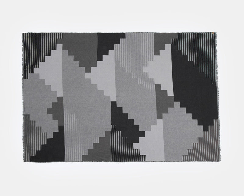 Black,Gray Organic Cotton Woven Blanket