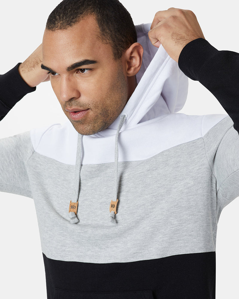 Black,White Men's Stripe Pullover Hoodie