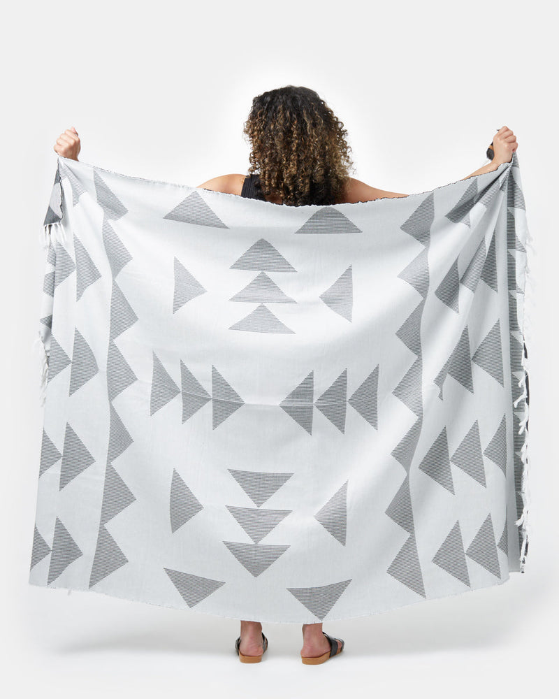 Black,White Organic Cotton Reversible Beach Blanket