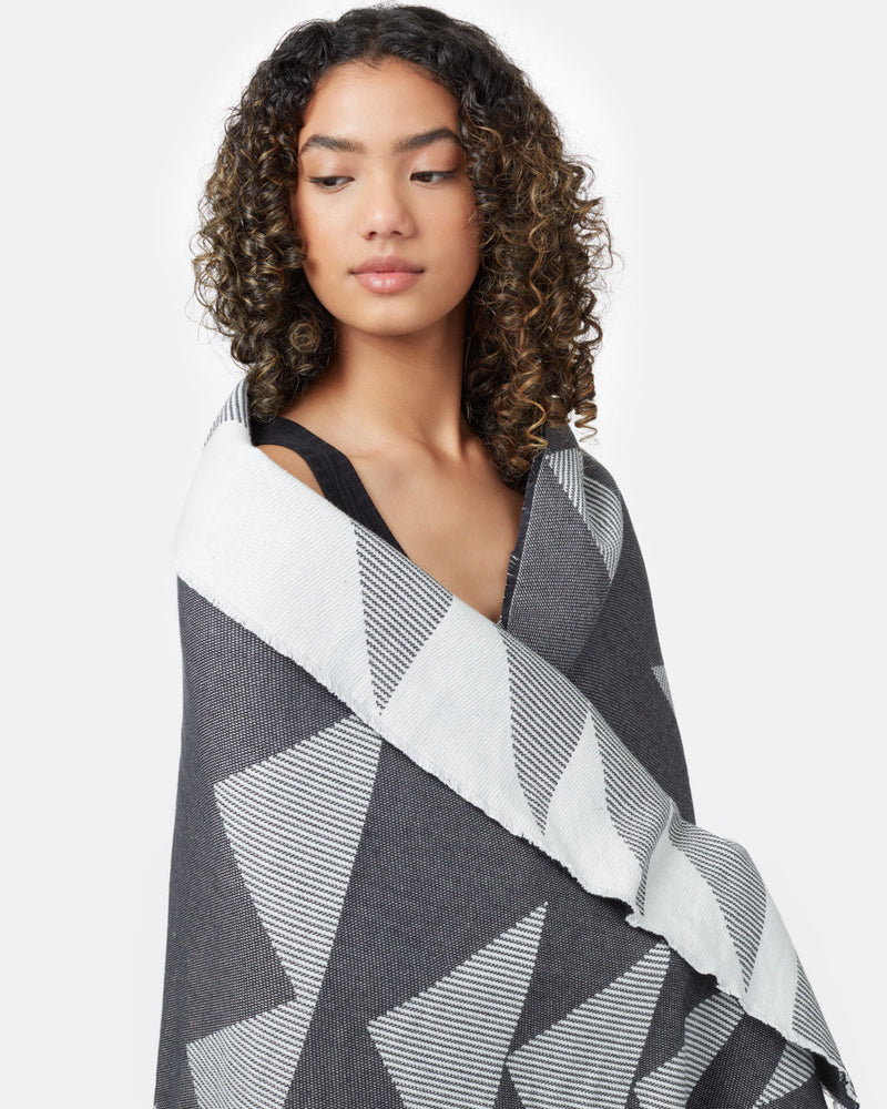 Black,White Organic Cotton Reversible Beach Blanket