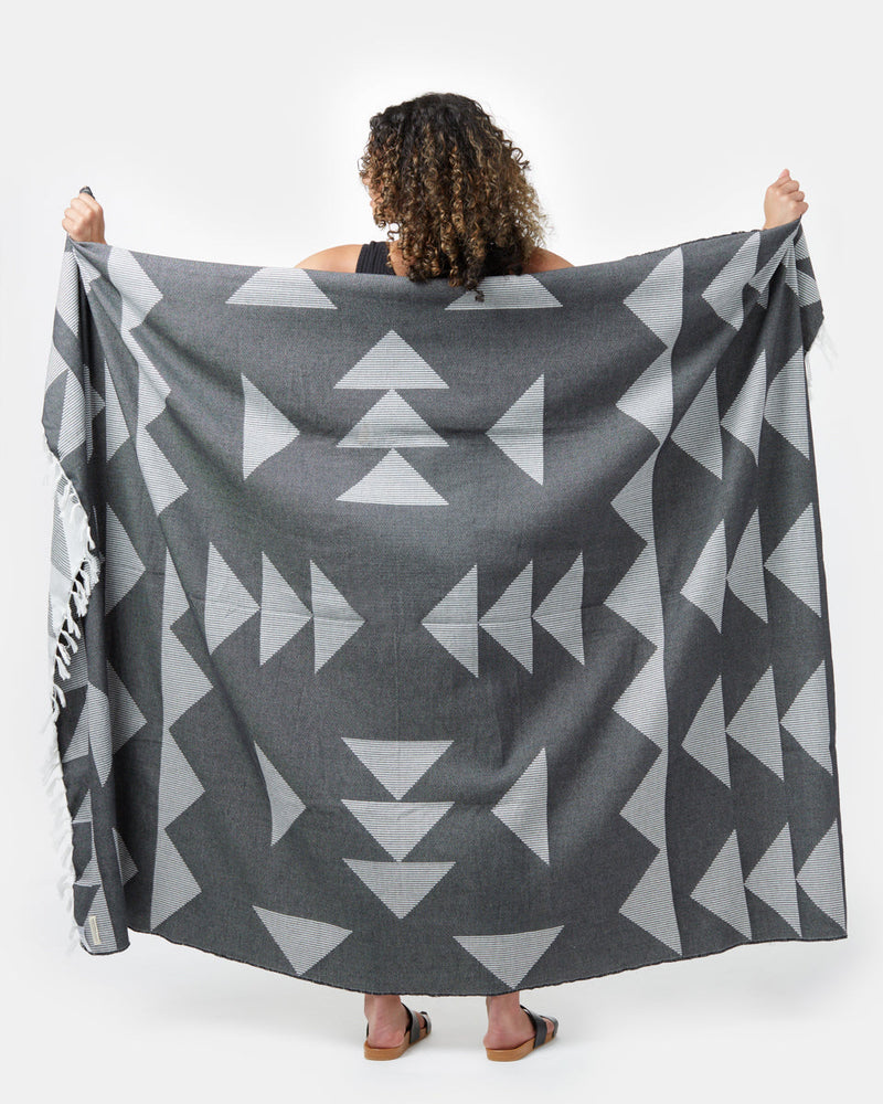 Black,White Organic Cotton Reversible Beach Blanket