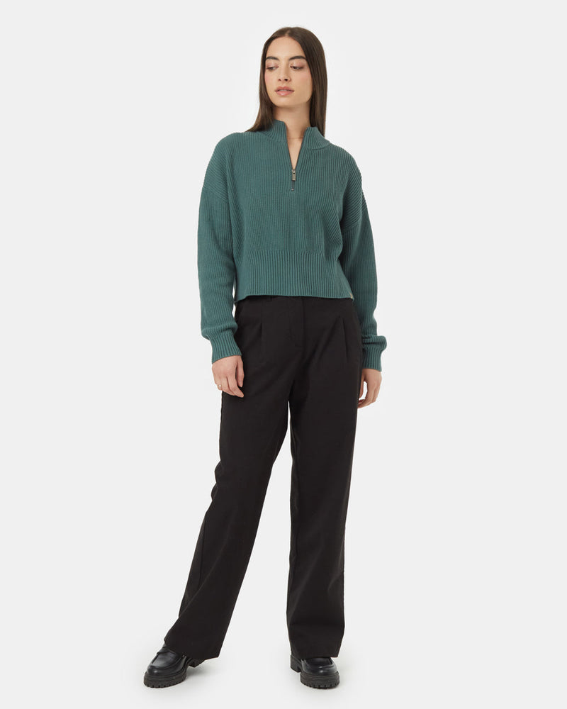 Blue-Women_s-Eco-Friendly-Quarter-Zip-Cropped-Longsleeve-Top