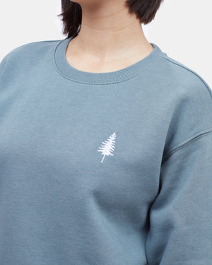 Blue  Women's Embroidered Crew Neck