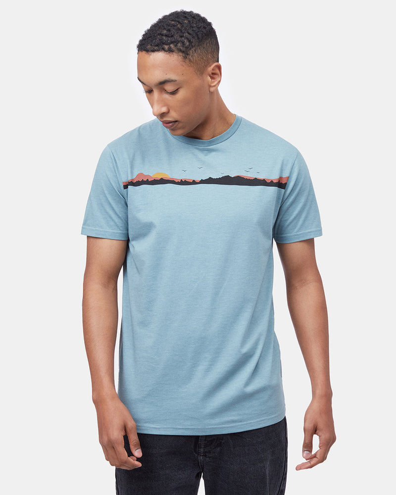 Blue Graphic Crew Neck Men's T-Shirt