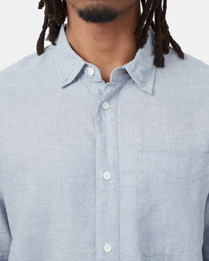 Blue Men's Hemp Long Sleeve Shirt