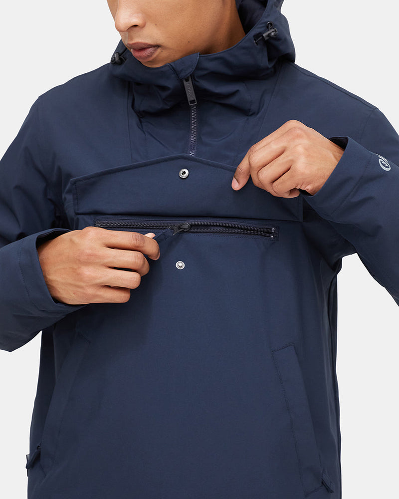 Blue Men's Pullover Anorak Rain Jacket