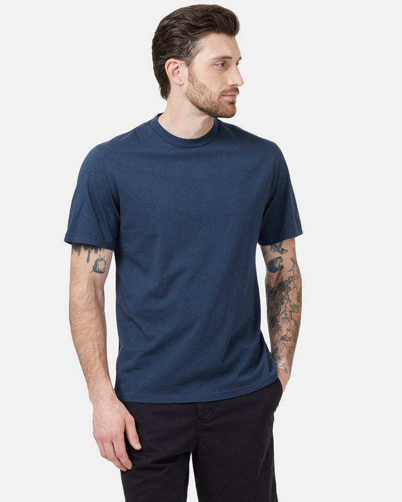 Blue Men's Short Sleeve Basic Tee