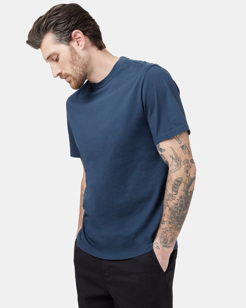 Blue Men's Short Sleeve Basic Tee
