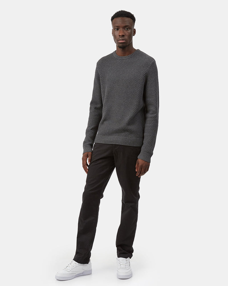 Blue Men's Waffle Knit Crew Neck Sweater