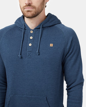 Blue Organic Cotton Button Hoodie