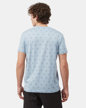 Blue Organic Cotton Crew Neck Tee