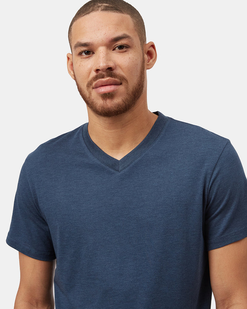 Blue V-Neck Short Sleeve T-Shirt