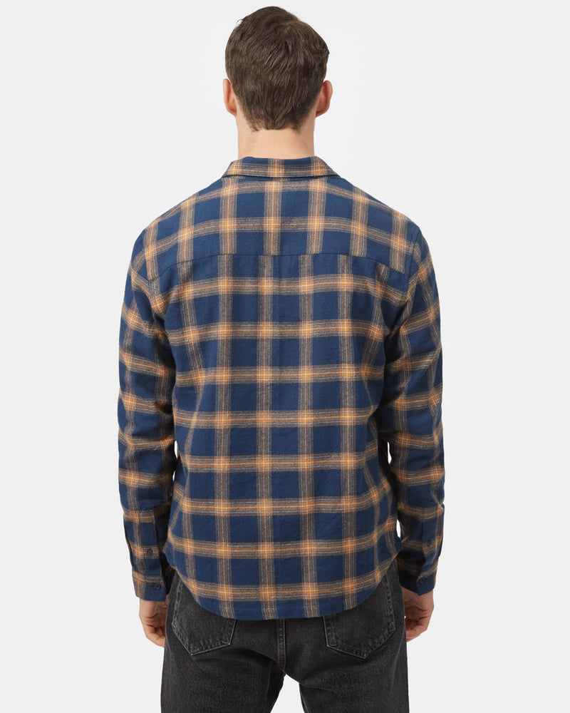 Mens Longsleeve Button Up Blue White Brown