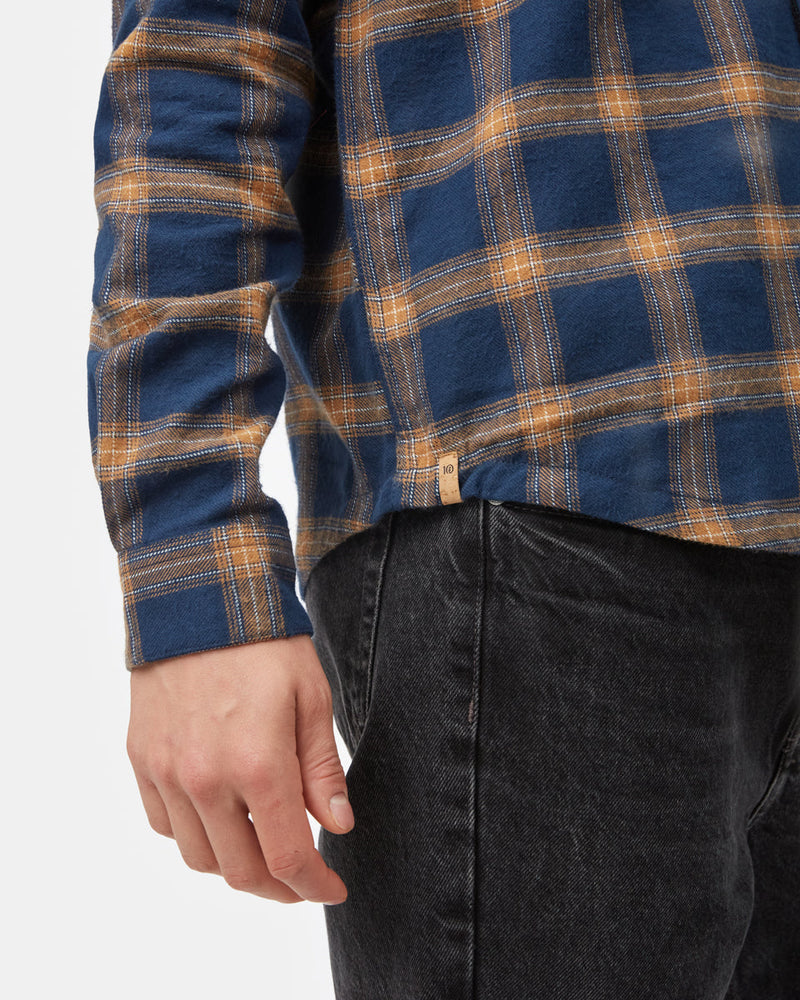 Mens Longsleeve Button Up Blue White Brown