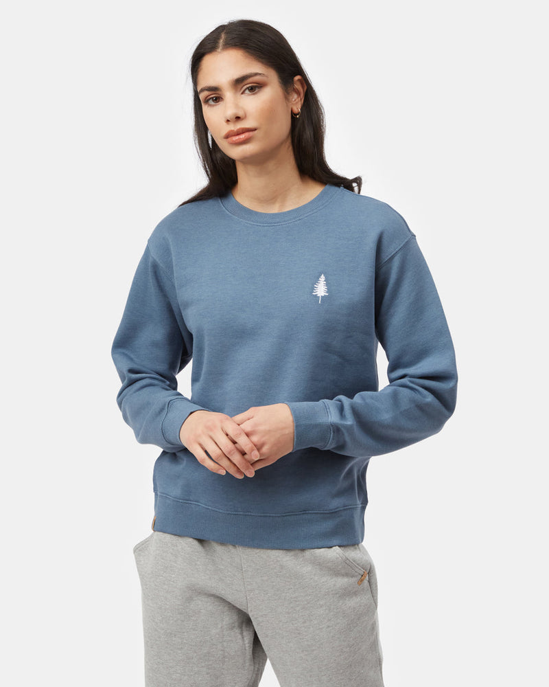 Blue Women's Embroidered Crew Neck