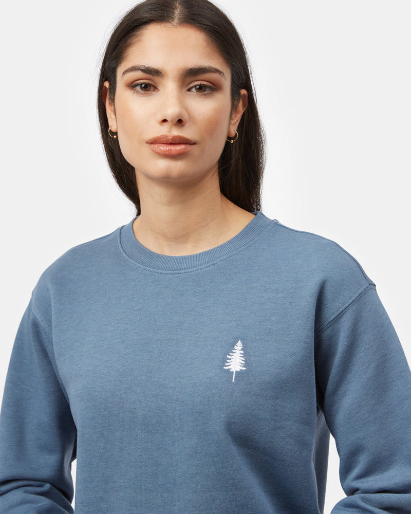 Blue Women's Embroidered Crew Neck