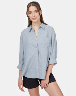 Blue Women's Hemp Button-Up