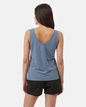 Blue Women's Hemp V Neck Tank Top