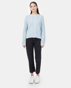 Blue Women's Organic Cotton Crew Neck Sweater