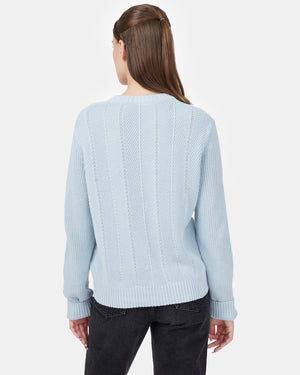 Blue Women's Organic Cotton Crew Neck Sweater