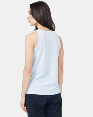 Blue Women's Ribbed Sleeveless Tank Top  