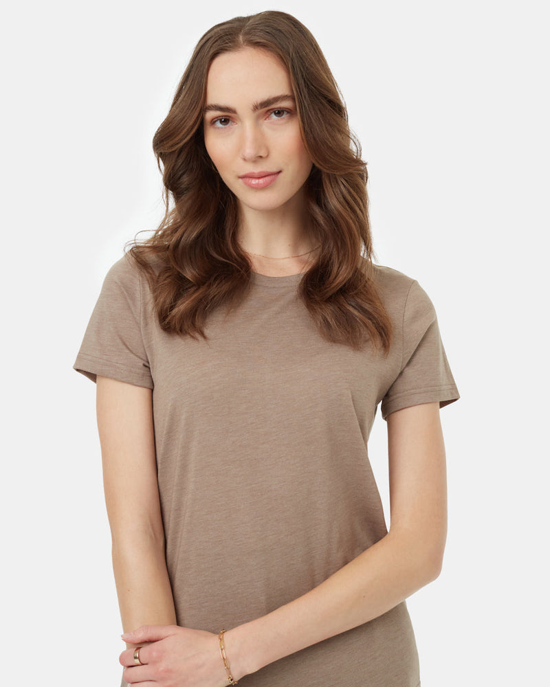 Brown-Recycled-Polyester-Crew-Neck-T-Shirt