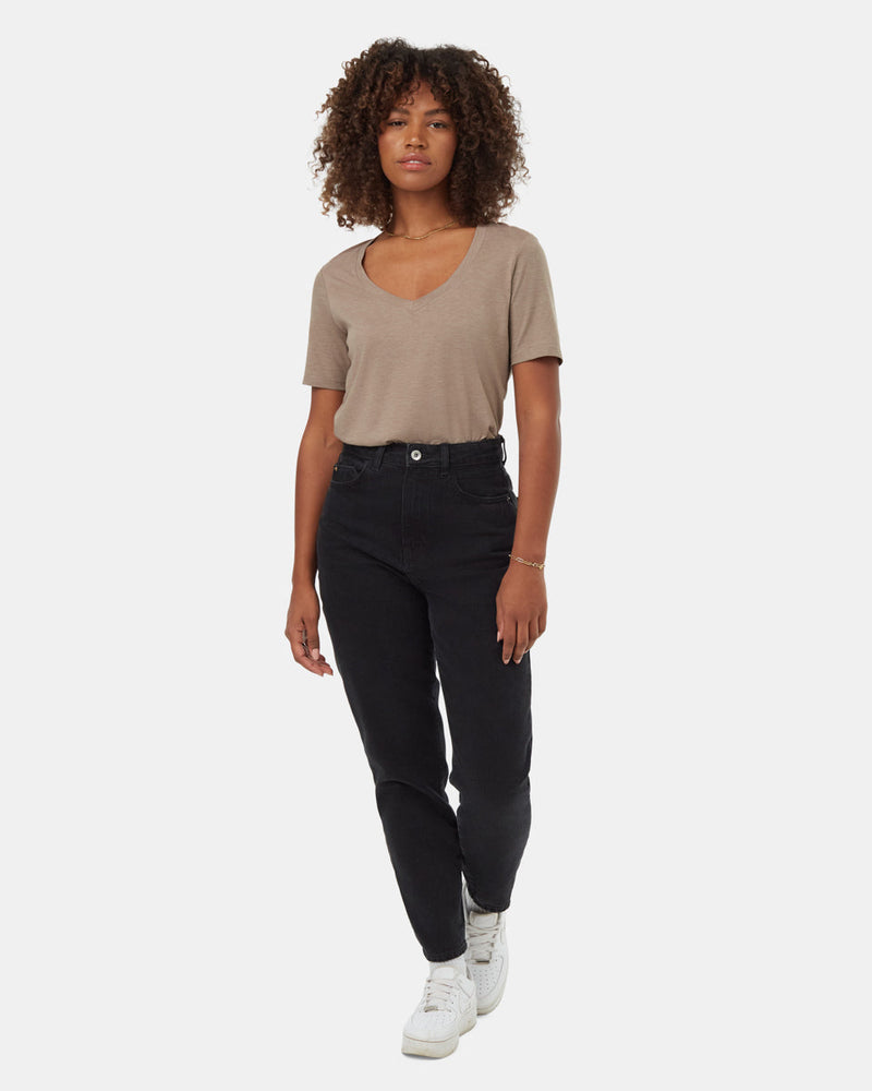 Brown-V-Neck-Short-Sleeve-T-Shirt