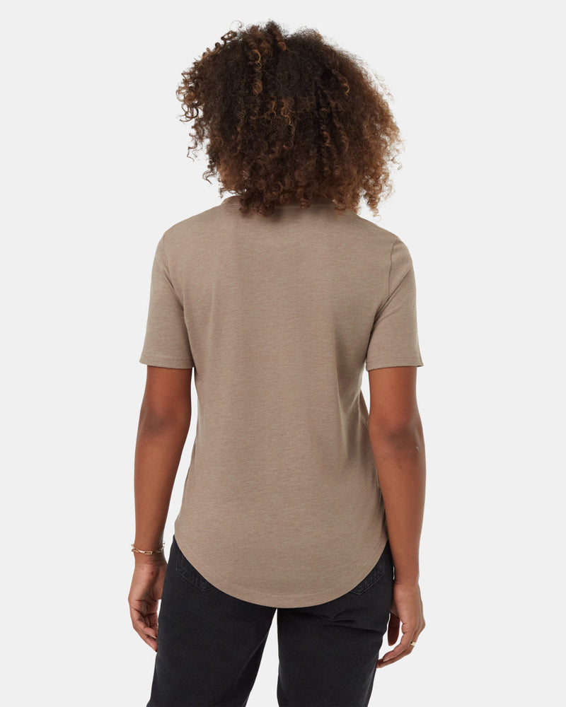 Brown-V-Neck-Short-Sleeve-T-Shirt