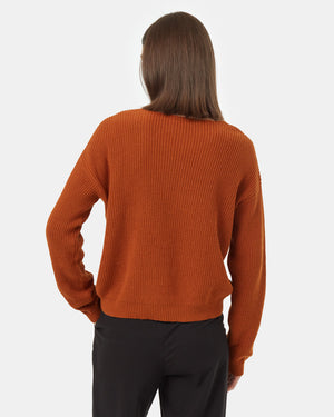 Brown-Women_s-Organic-Cotton-V-Neck-Jumper