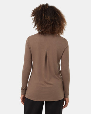 Brown-Women_s-Recycled-V-Neck-Long-Sleeve-Top