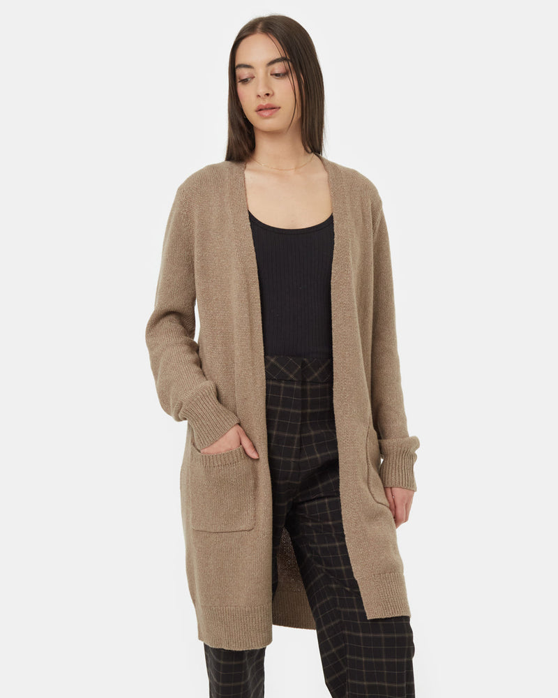 Brown-Women_s-Wool-Mid-Length-Cardigan