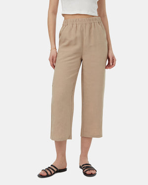 Brown-Womens-Cropped-Wide-Leg-Trousers