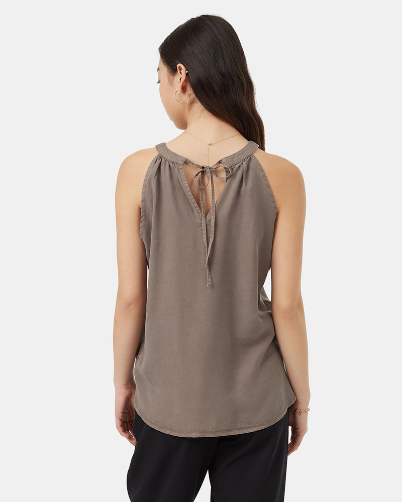 Brown-Womens-Halter-Neck-Tank-Top