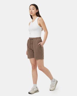 Brown-Womens-High-Rise-Sweat-Shorts