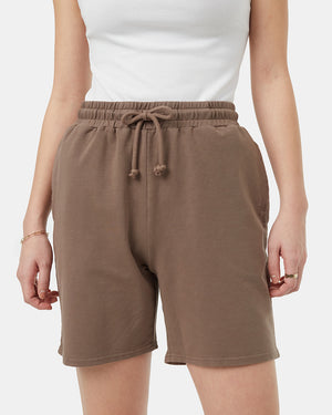 Brown-Womens-High-Rise-Sweat-Shorts