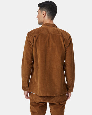 Brown Men's Button Up Cordurory Shacket