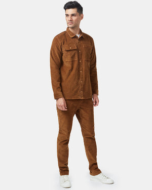 Brown Men's Button Up Cordurory Shacket