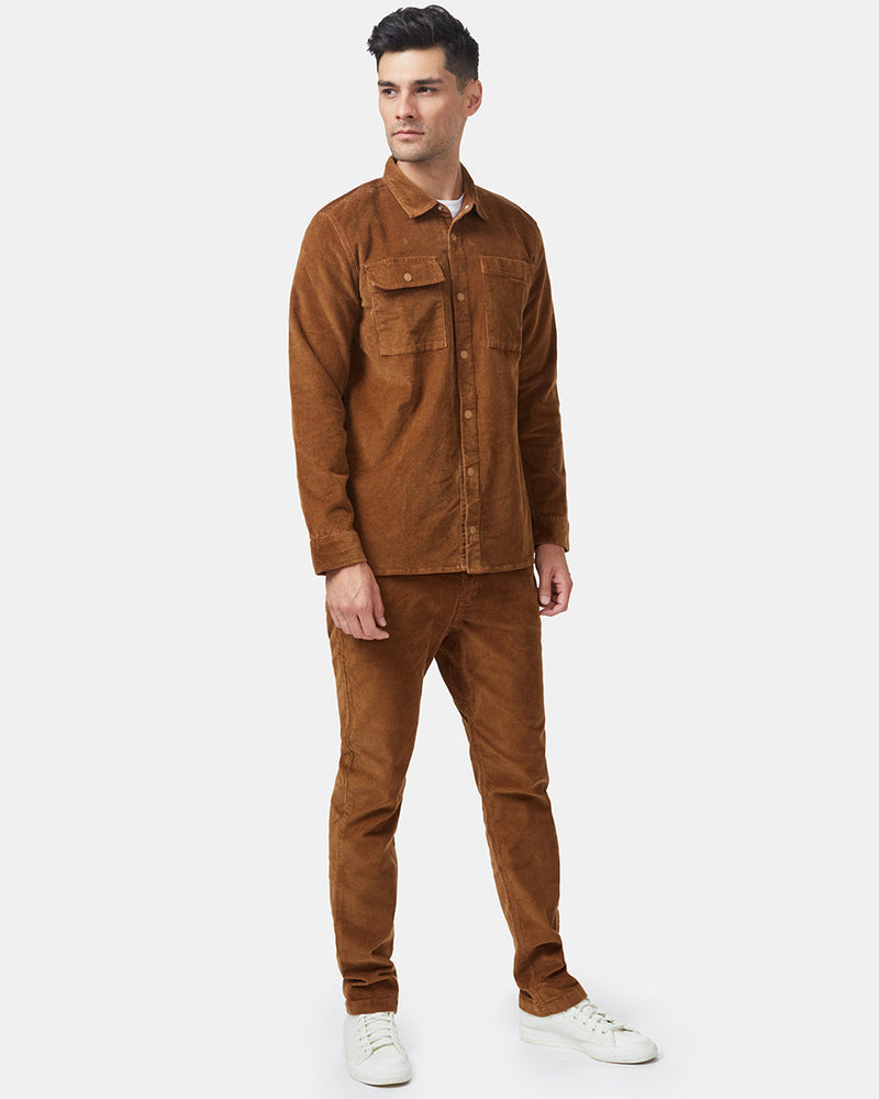 Brown Men's Button Up Cordurory Shacket